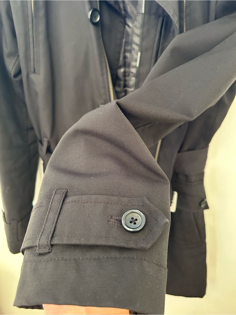 Men's Black Trench Coat with Belted Waist - Picture 3 of 10